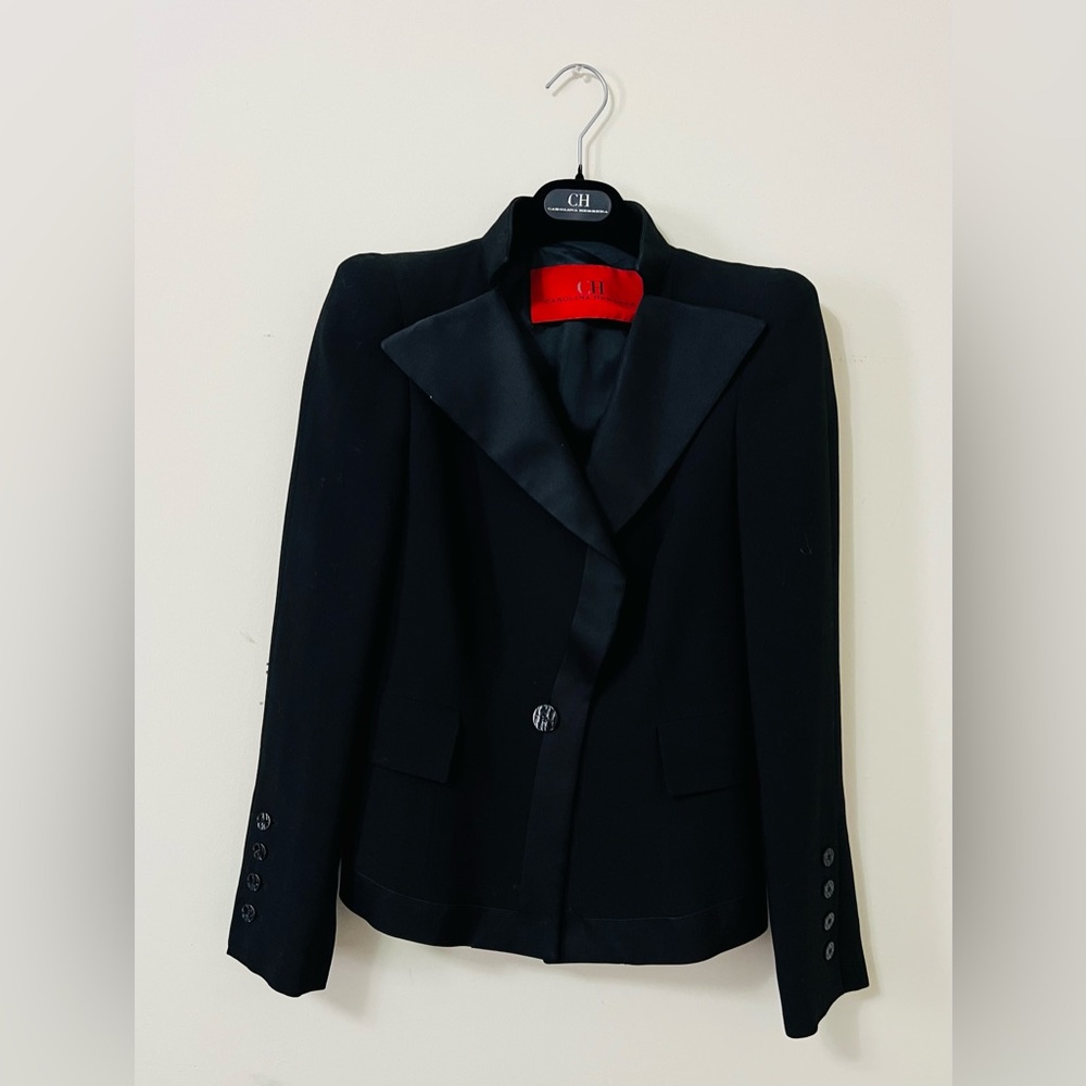CH Carolina Herrera Black Blazer with Satin Lapel
